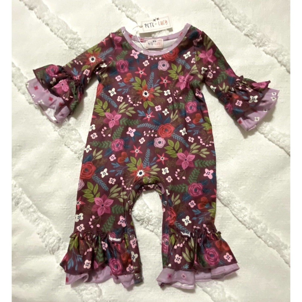 NWT Pete & Lucy Floral Ruffle Romper 3-6 Months
